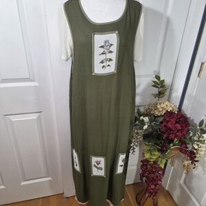 Olive Floral Panel Maxi Dress